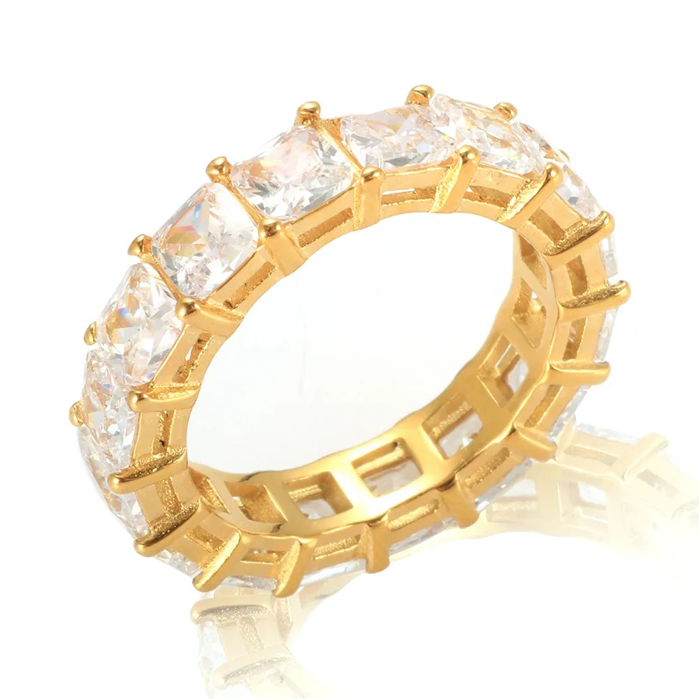 Luxury Cubic Zirconia Ring Row Eternal Crystal Engagement Wedding Ring