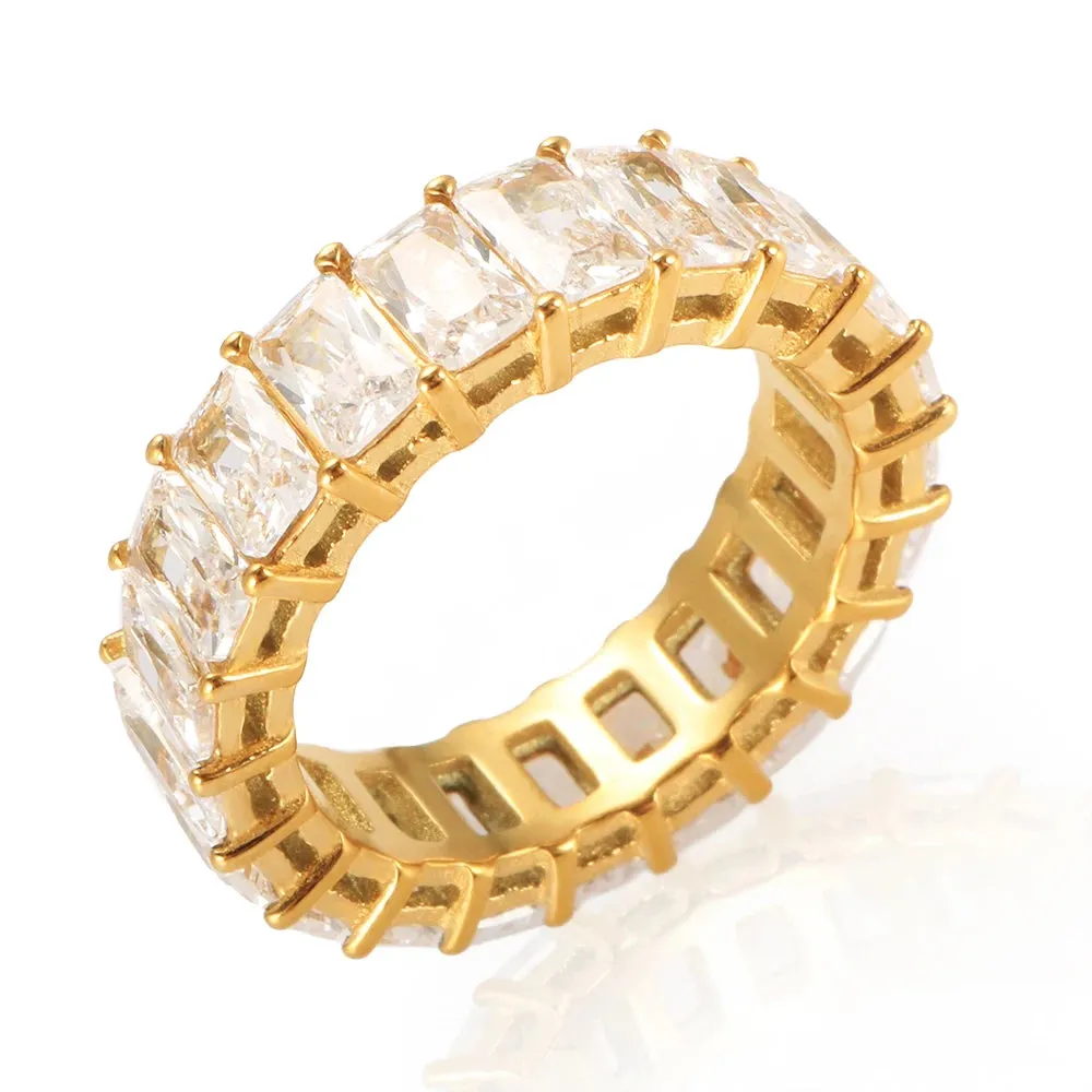 Luxury Cubic Zirconia Ring Row Eternal Crystal Engagement Wedding Ring