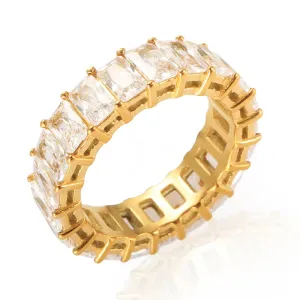 Luxury Cubic Zirconia Ring Row Eternal Crystal Engagement Wedding Ring