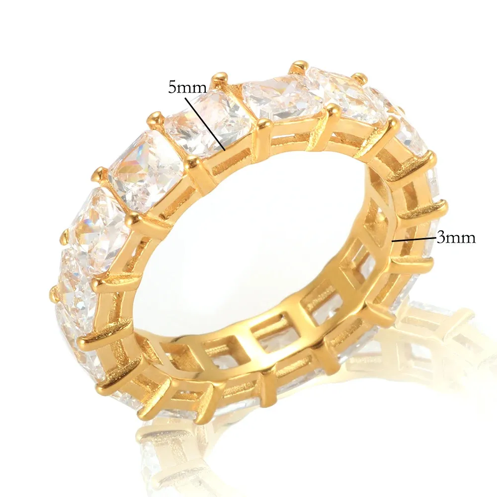 Luxury Cubic Zirconia Ring Row Eternal Crystal Engagement Wedding Ring