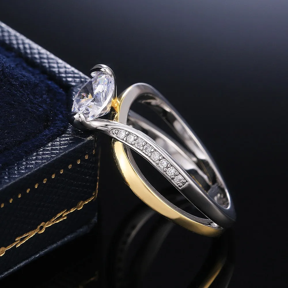 Luxury Two-Tone Engagement Ring Zircon for Women Wedding Jewelry