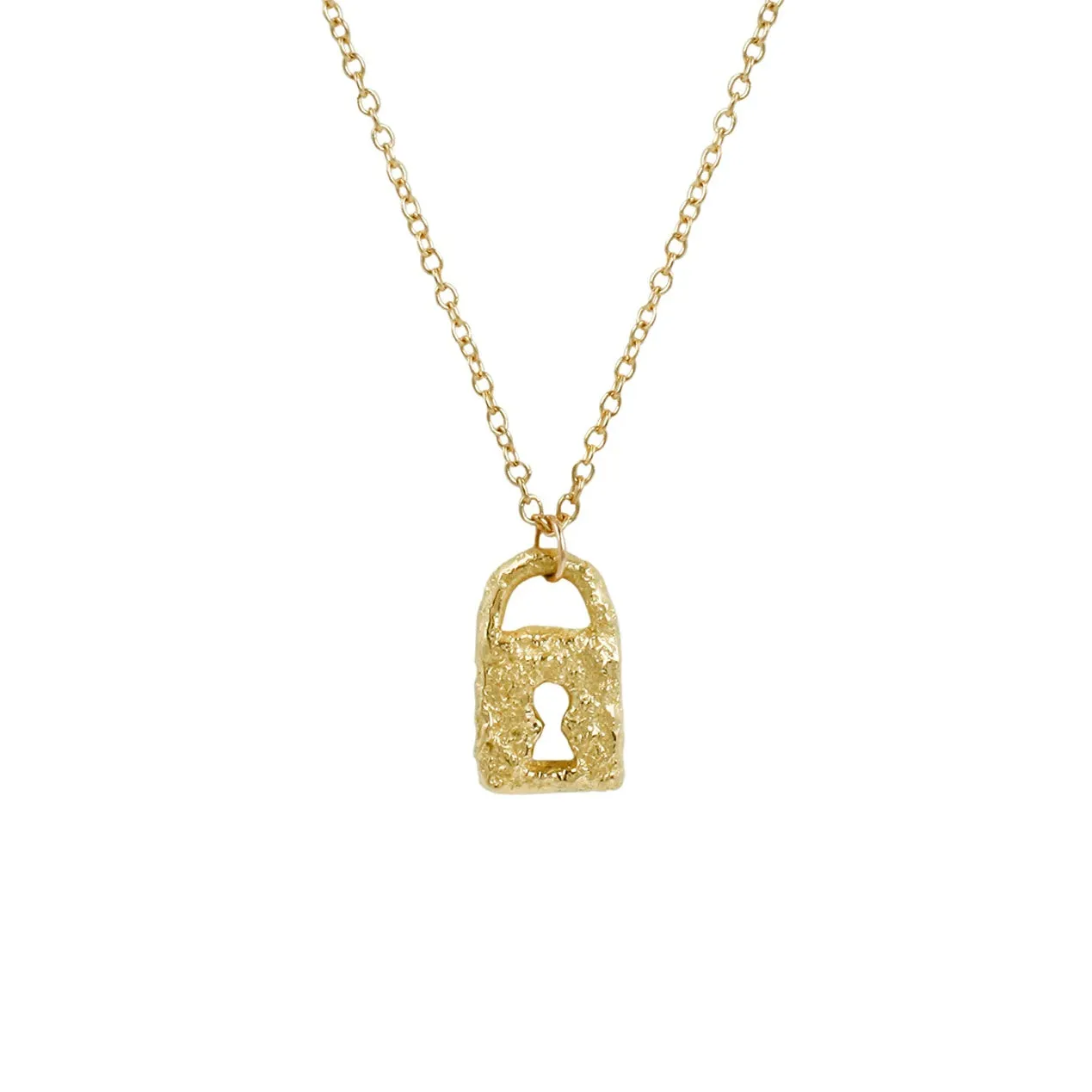 Magic Keyhole Padlock   18K Gold Pendant Necklace