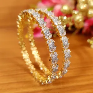 MARQUESE DIAMOND LOOK GOLD PLATED BANGLES