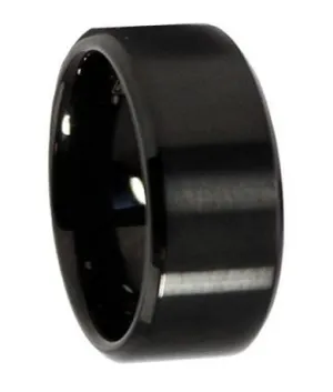 Men's Black Stainless Steel Wedding Ring with Matte Finish  10mm
