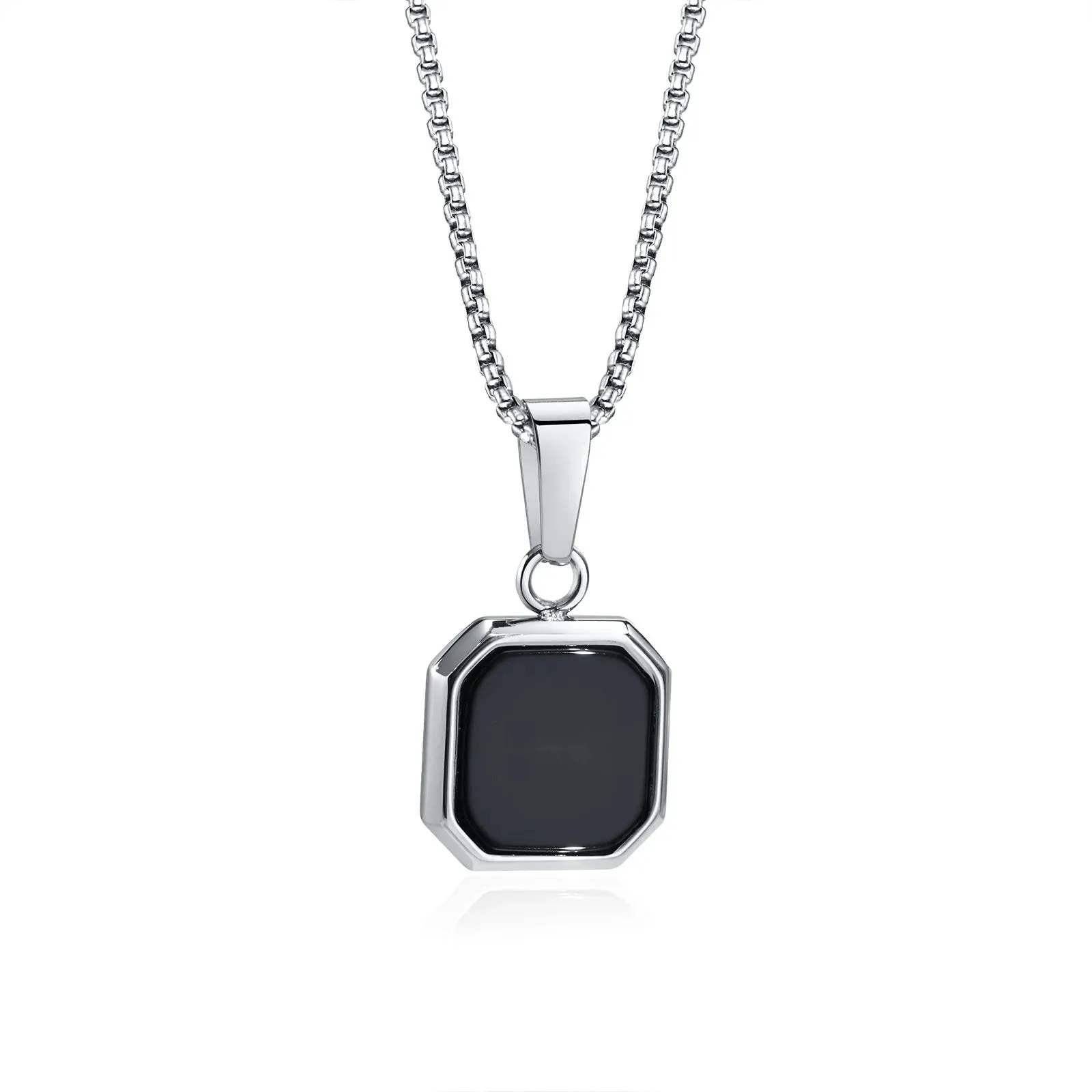 Men's Stylish Gold Color Square Necklace with Lapis Lazuli Stone Pendant