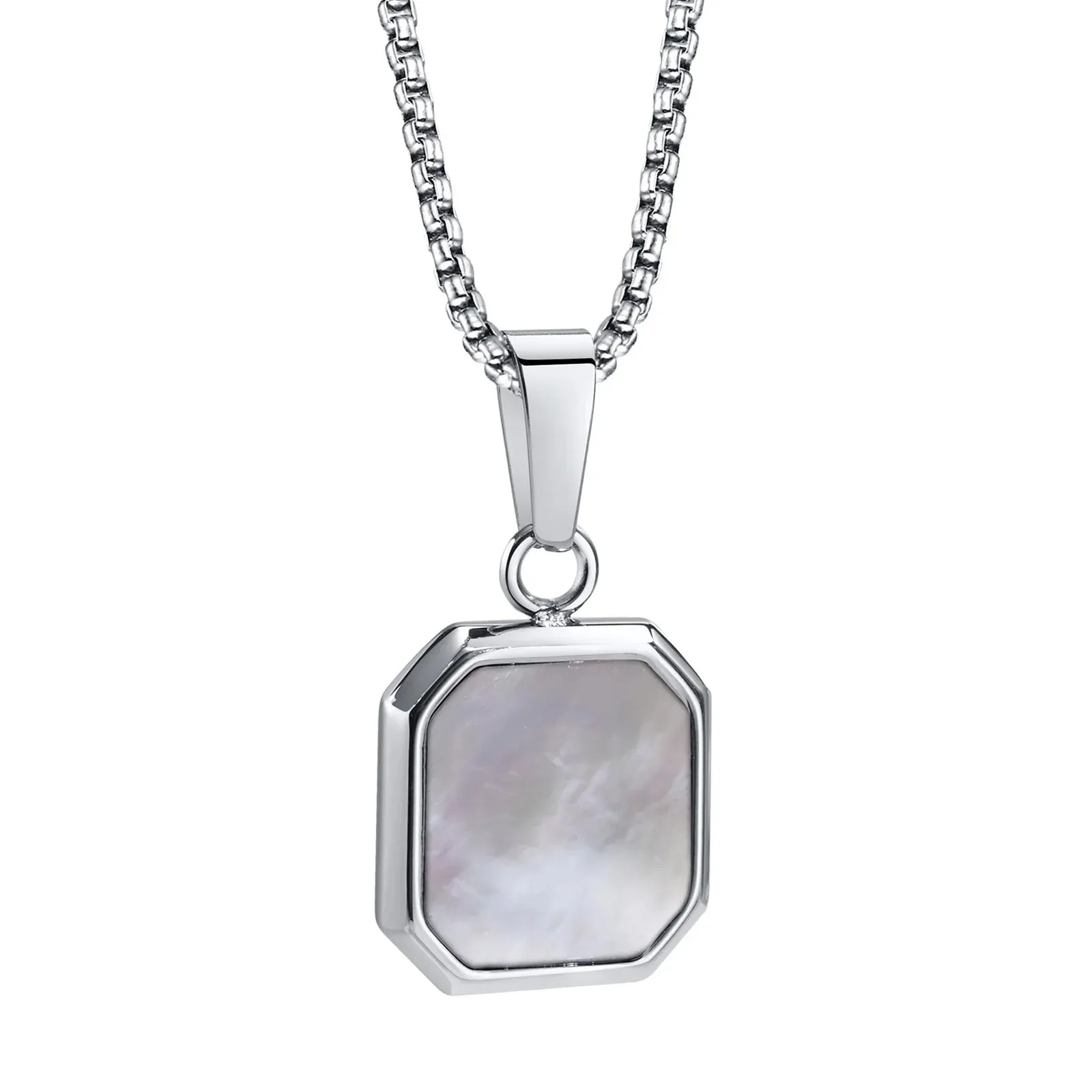 Men's Stylish Gold Color Square Necklace with Lapis Lazuli Stone Pendant