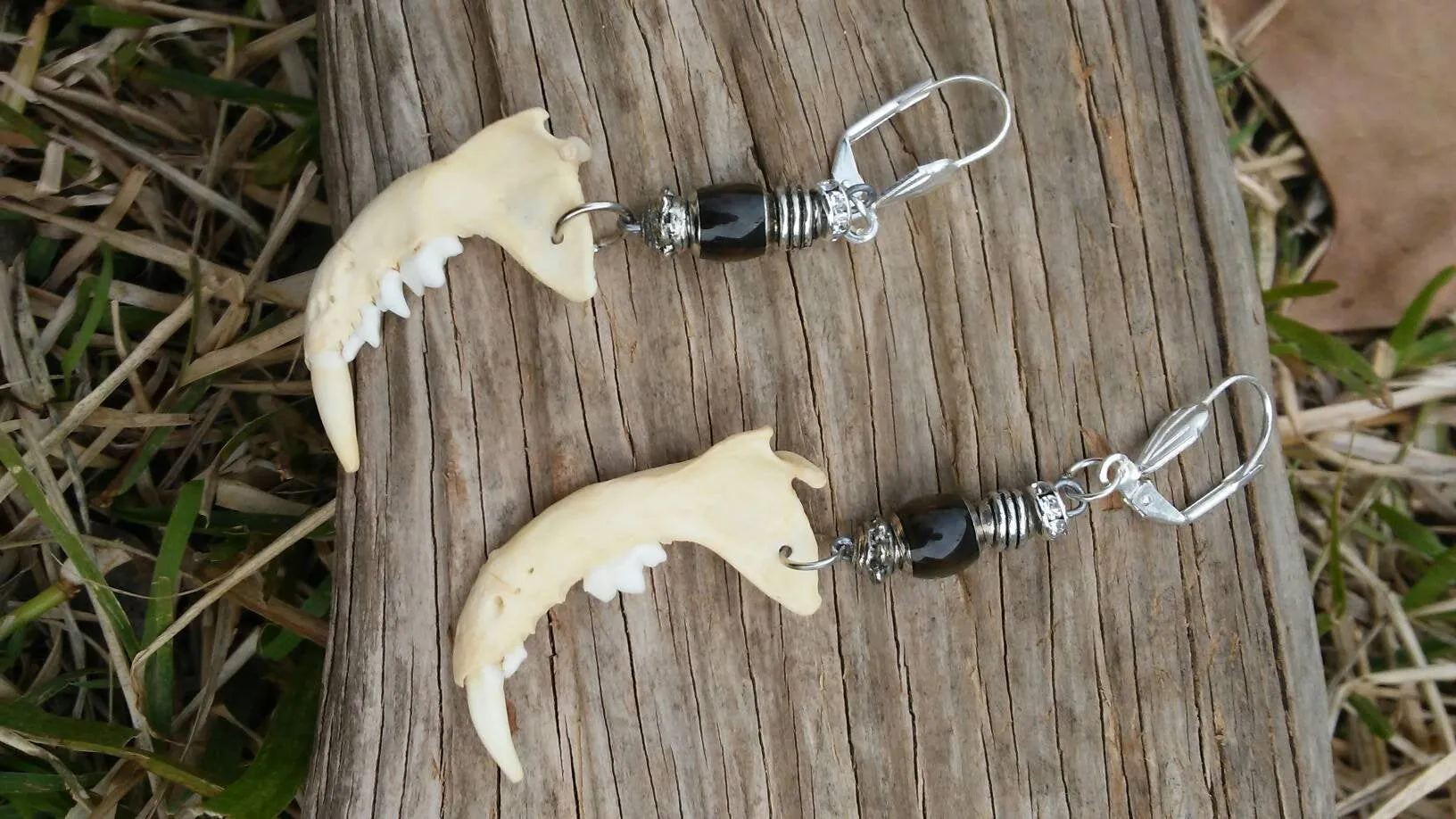 Mink Jaw bone mood bead color changing dangle earrings unique handmade bohemian tribal earthy jewelry witchy wiccan pagan fashion gift