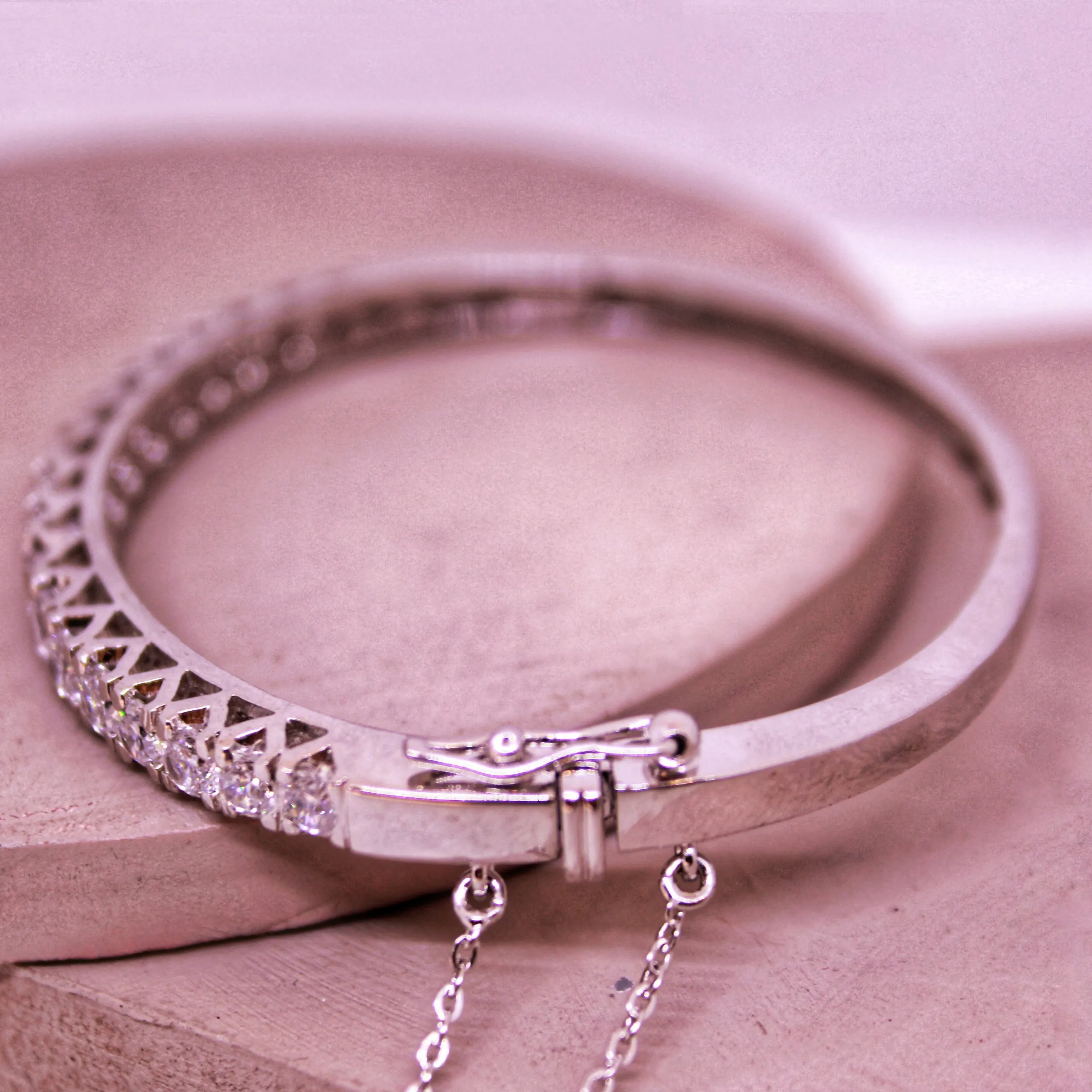 Modern Bangle with Cubic Zircons
