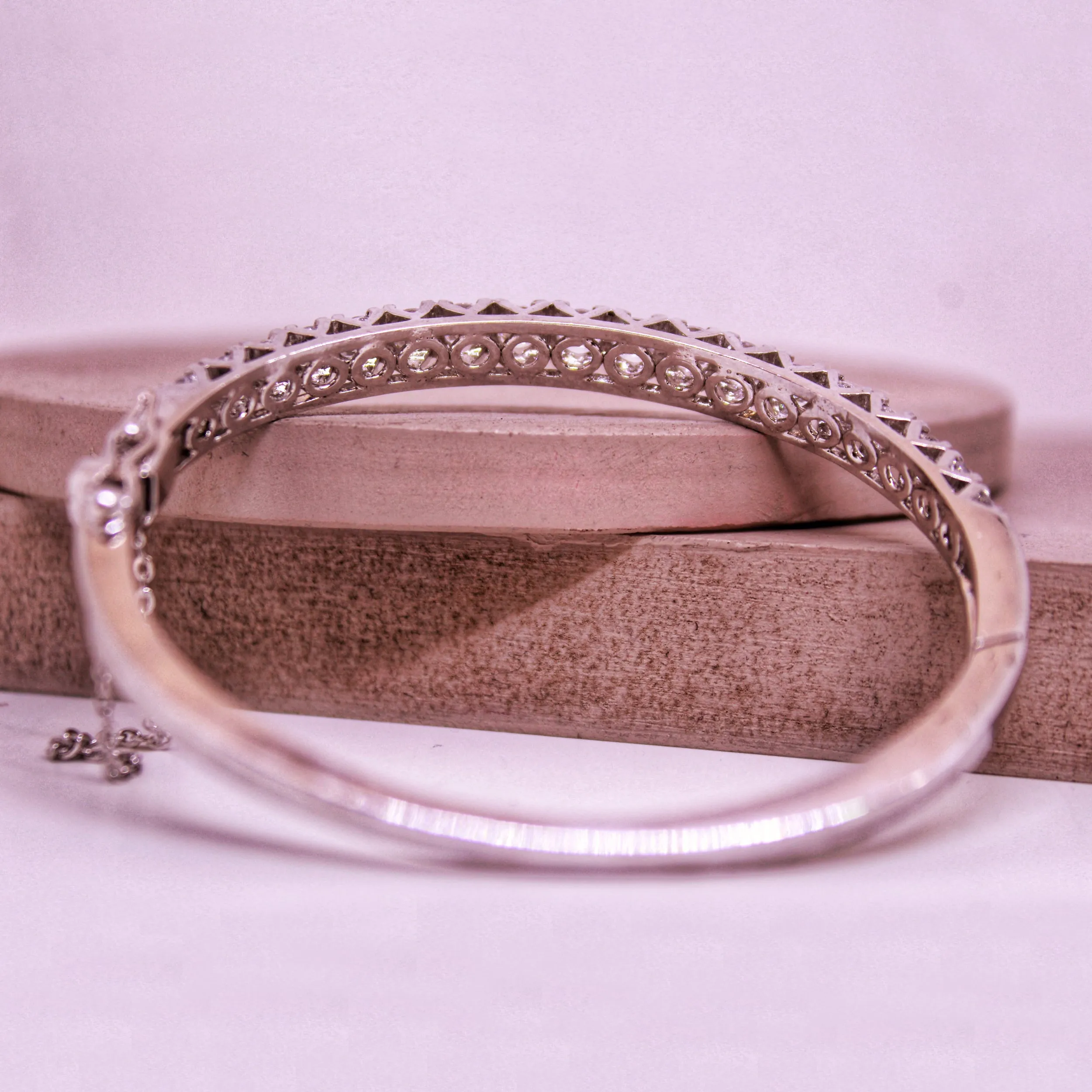 Modern Bangle with Cubic Zircons