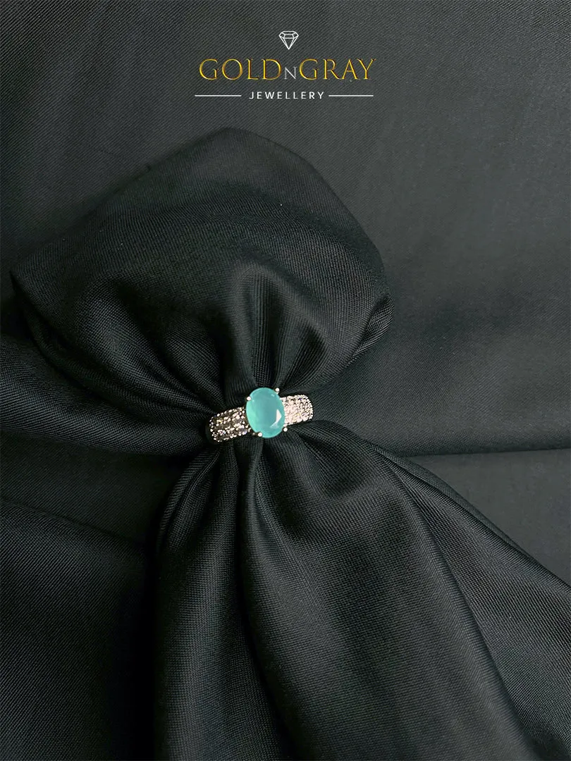 Multicolour Onyx Solitaire Ring with Crystal Pavé Band