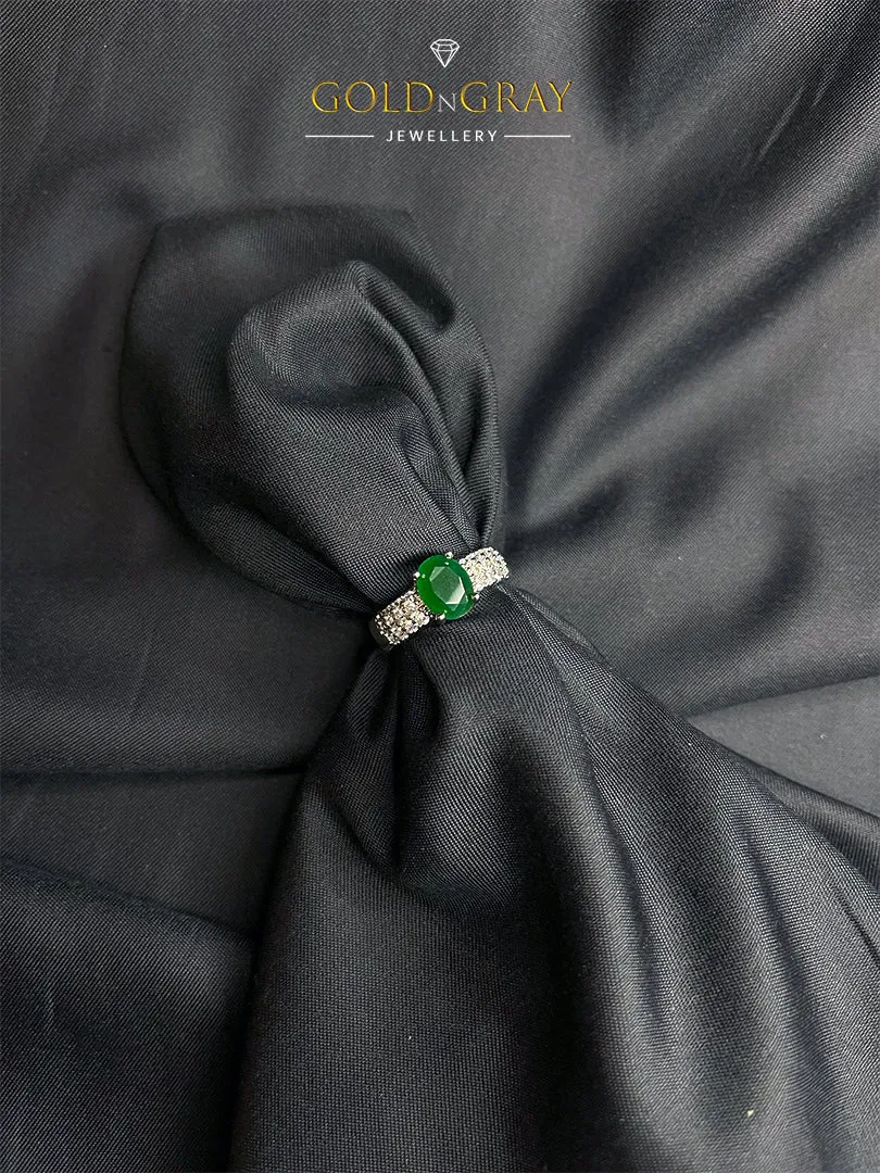 Multicolour Onyx Solitaire Ring with Crystal Pavé Band