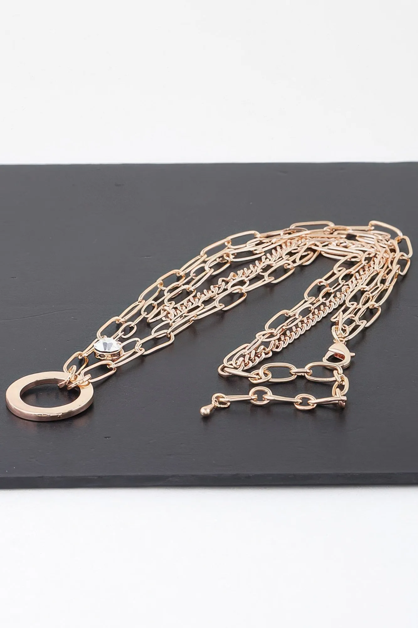 Multilayer Lin Chain Ring Necklace