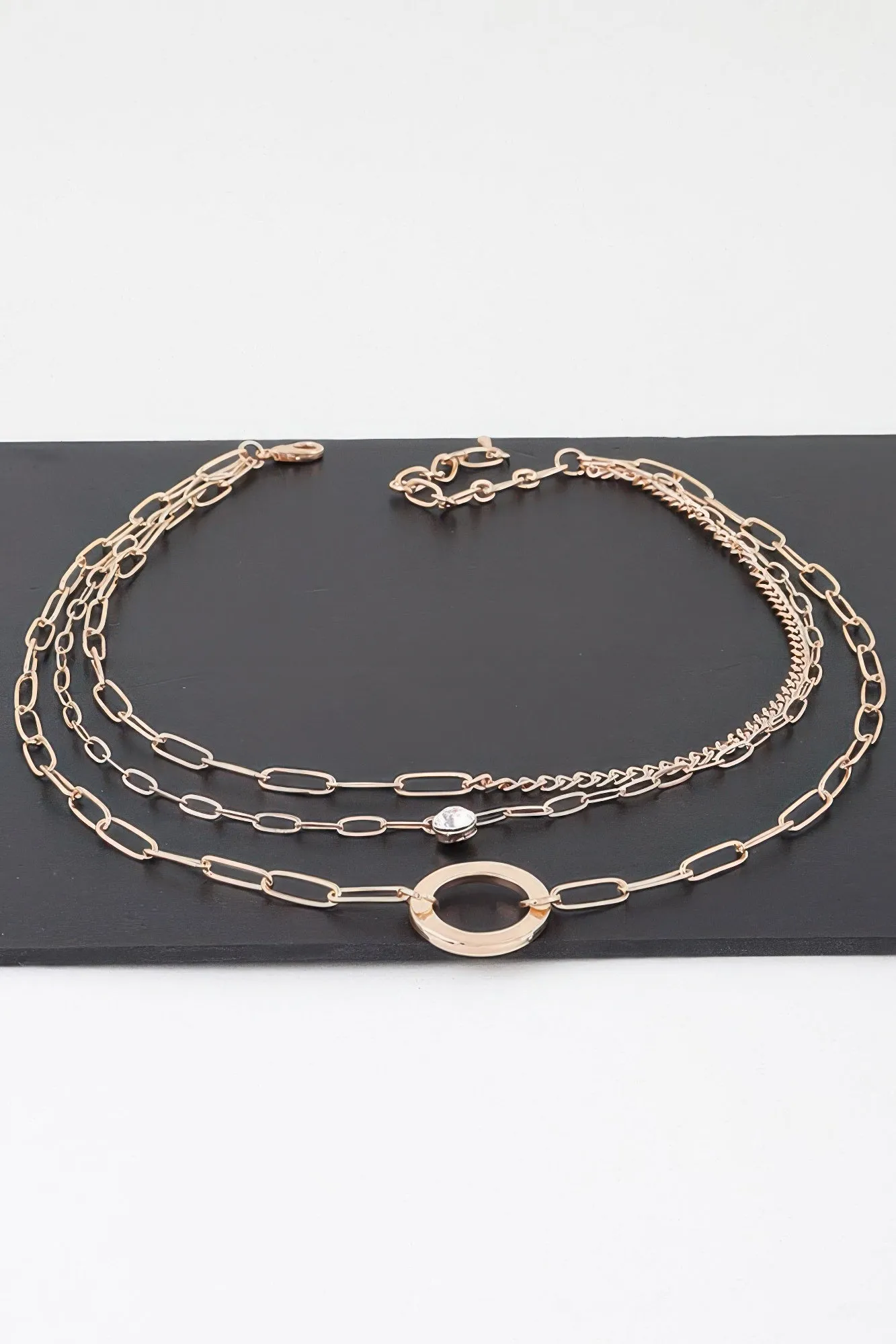 Multilayer Lin Chain Ring Necklace