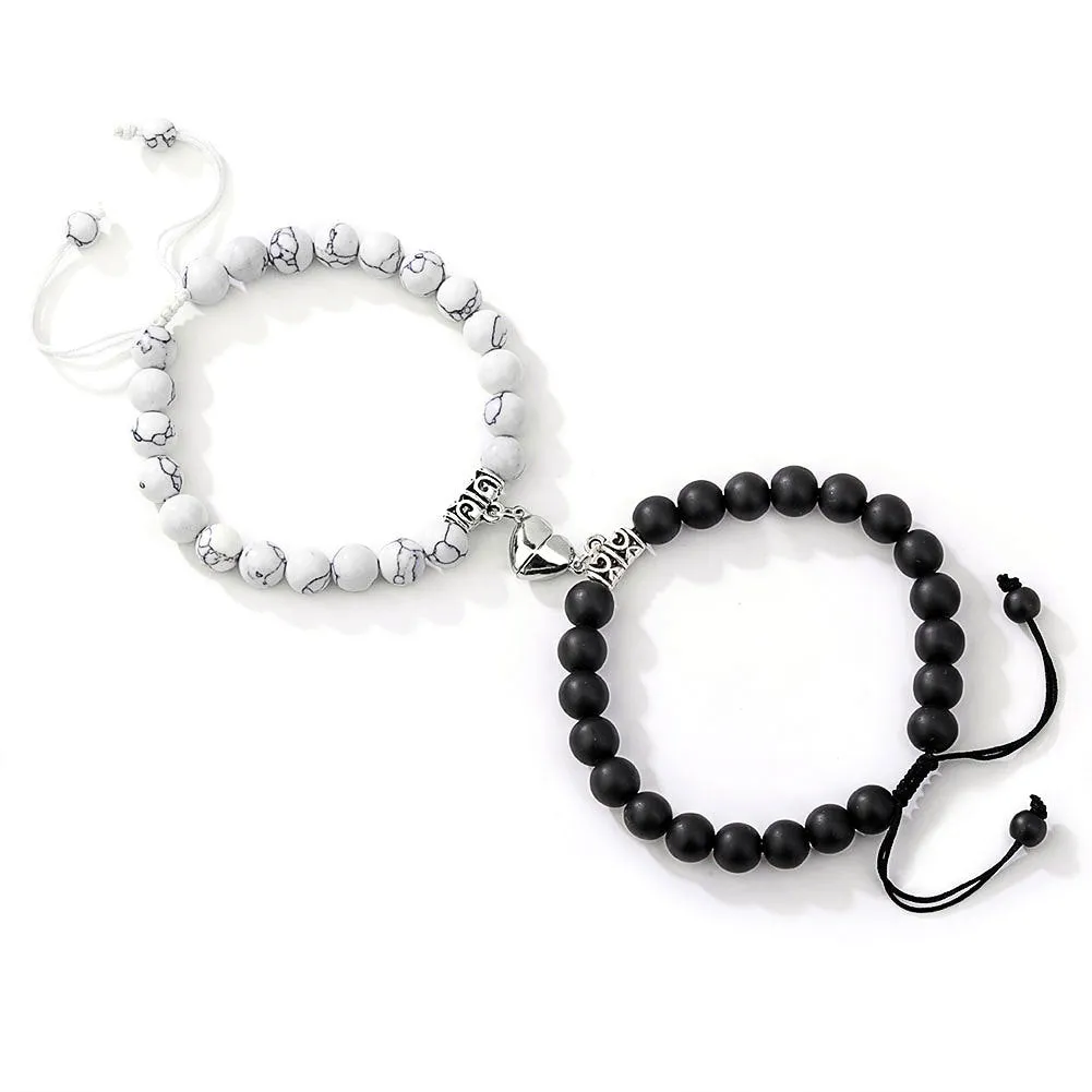 Natural Stone Couple Bracelet Crystal Set (2 pieces)