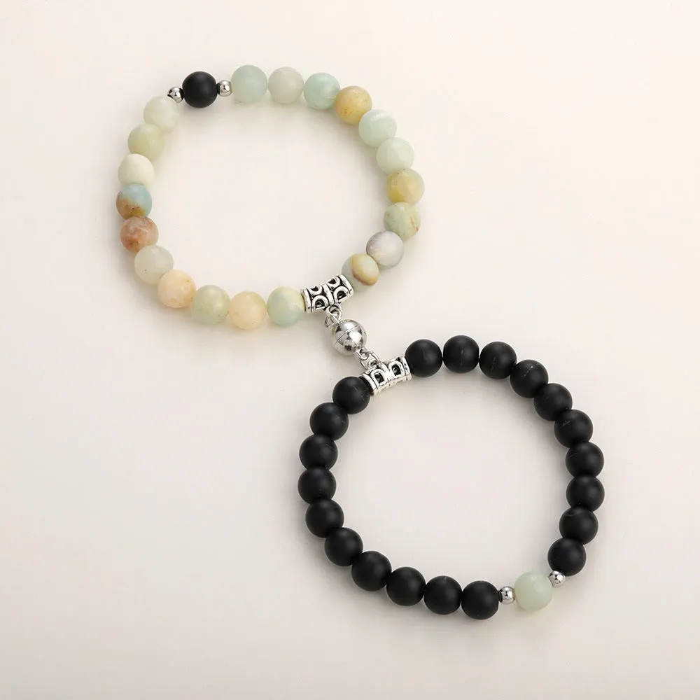 Natural Stone Couple Bracelet Crystal Set (2 pieces)