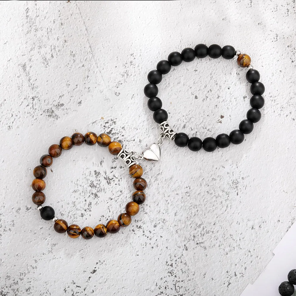 Natural Stone Couple Bracelet Crystal Set (2 pieces)