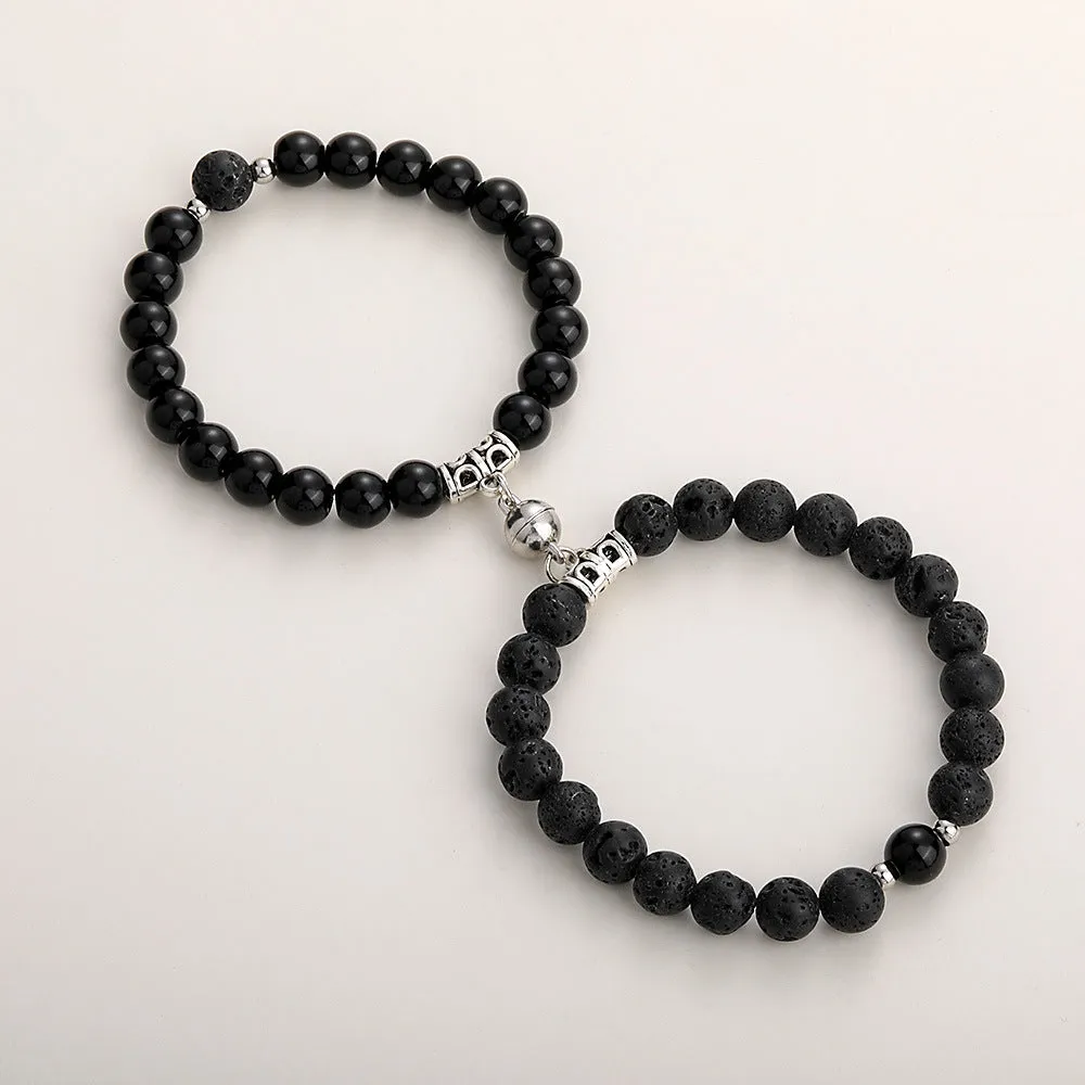 Natural Stone Couple Bracelet Crystal Set (2 pieces)