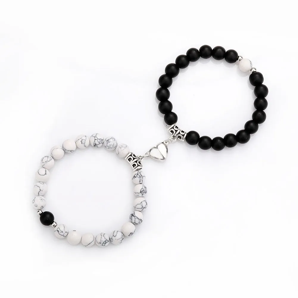 Natural Stone Couple Bracelet Crystal Set (2 pieces)