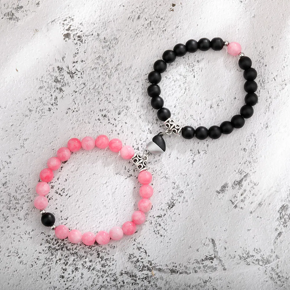 Natural Stone Couple Bracelet Crystal Set (2 pieces)