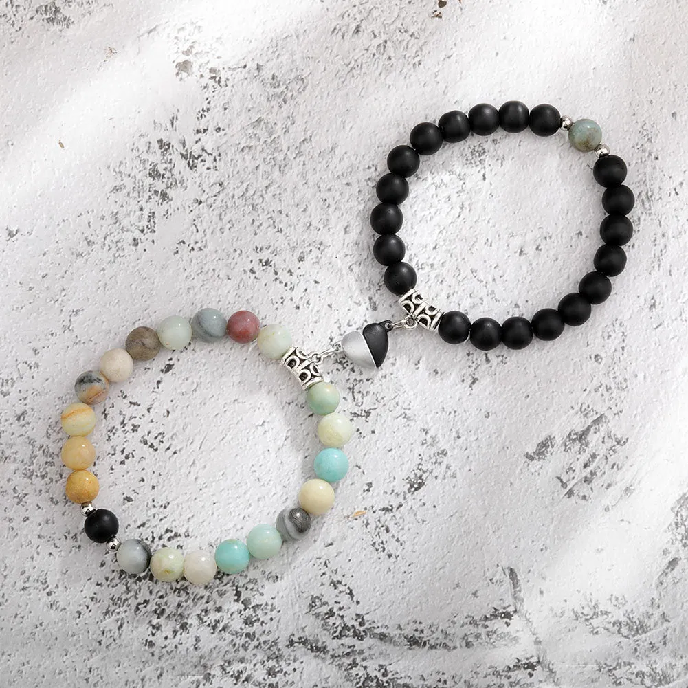 Natural Stone Couple Bracelet Crystal Set (2 pieces)