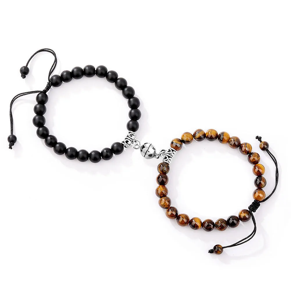 Natural Stone Couple Bracelet Crystal Set (2 pieces)