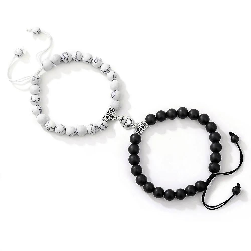 Natural Stone Couple Bracelet Crystal Set (2 pieces)