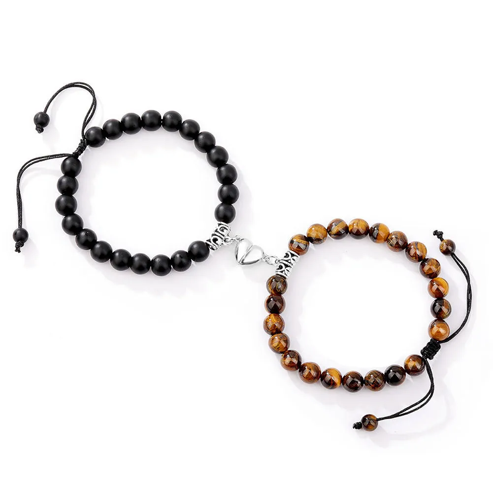 Natural Stone Couple Bracelet Crystal Set (2 pieces)