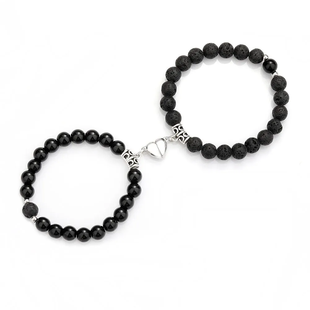 Natural Stone Couple Bracelet Crystal Set (2 pieces)