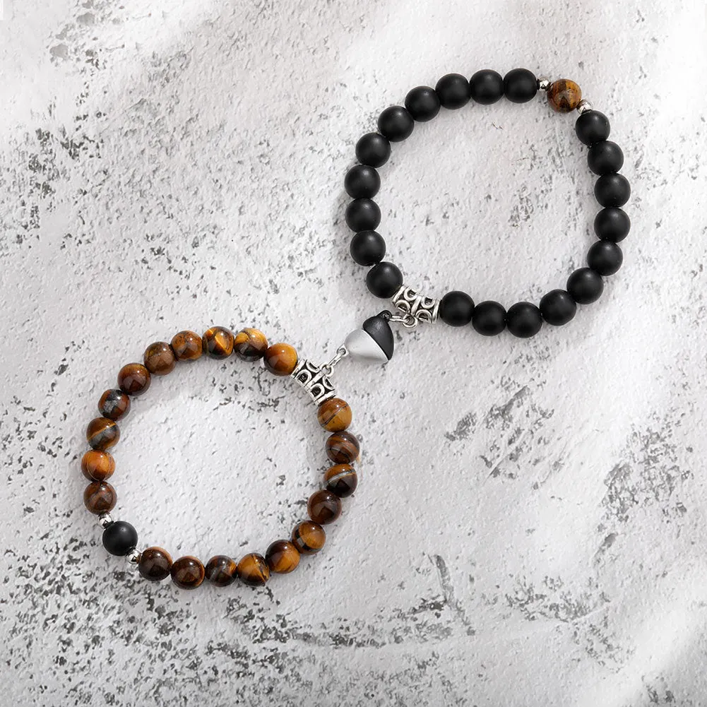 Natural Stone Couple Bracelet Crystal Set (2 pieces)