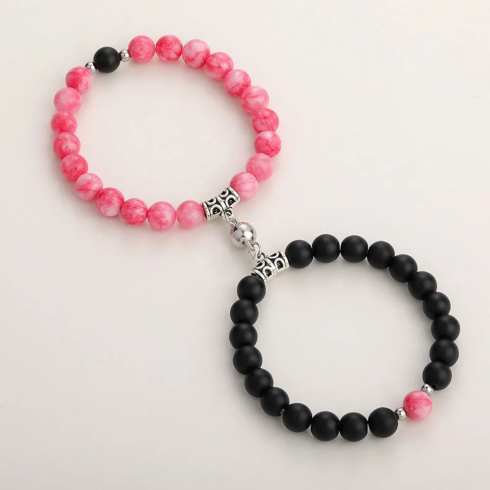 Natural Stone Couple Bracelet Crystal Set (2 pieces)