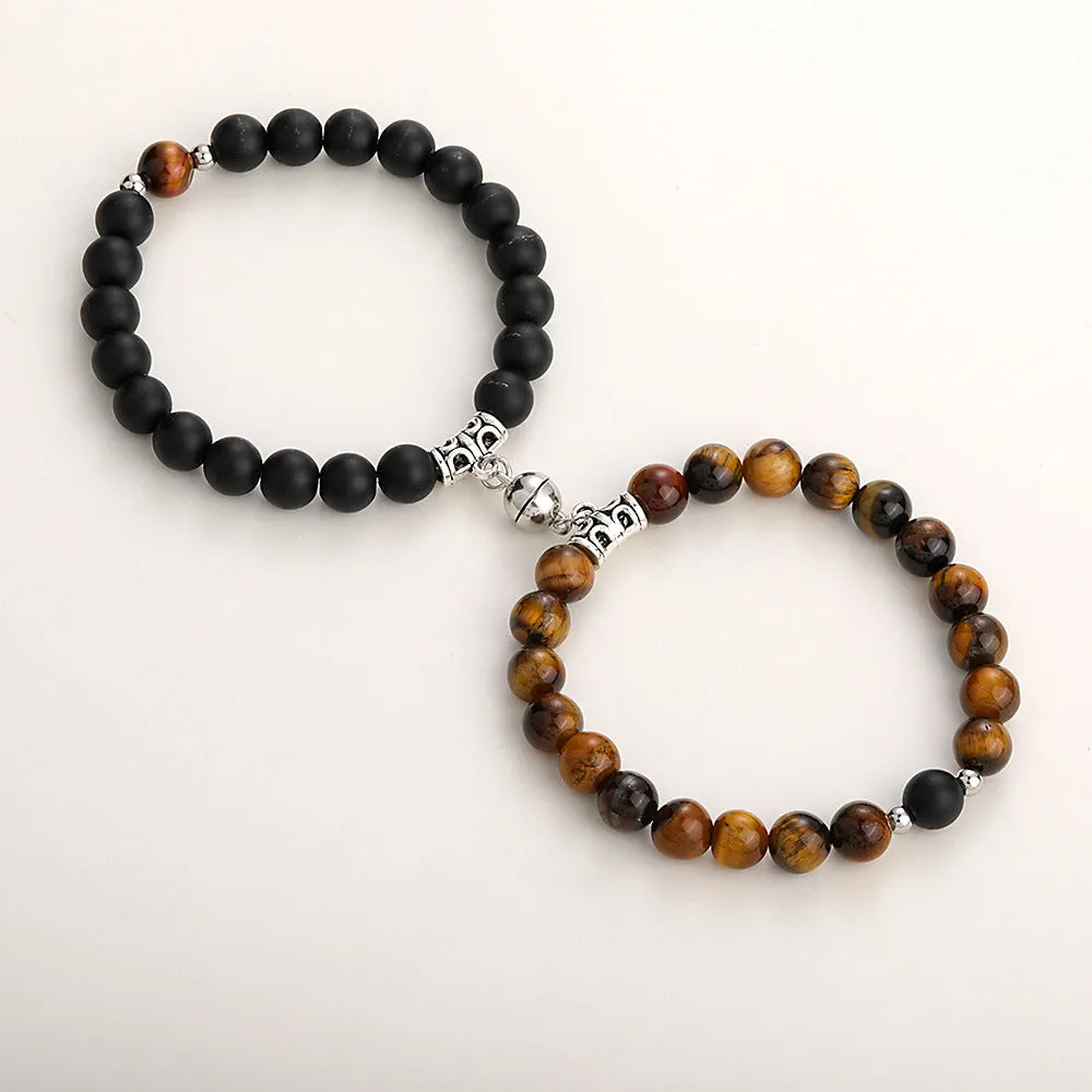 Natural Stone Couple Bracelet Crystal Set (2 pieces)
