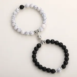 Natural Stone Couple Bracelet Crystal Set (2 pieces)