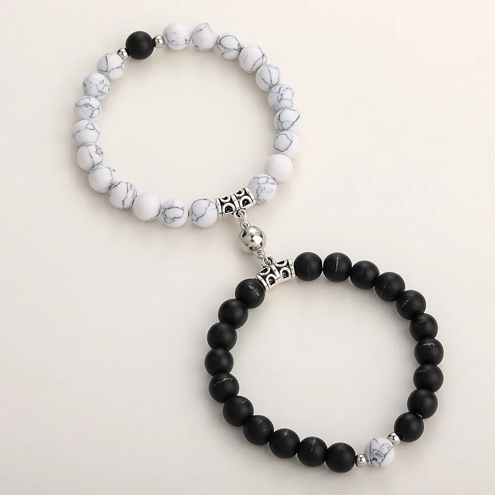 Natural Stone Couple Bracelet Crystal Set (2 pieces)