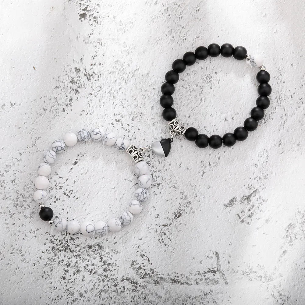 Natural Stone Couple Bracelet Crystal Set (2 pieces)
