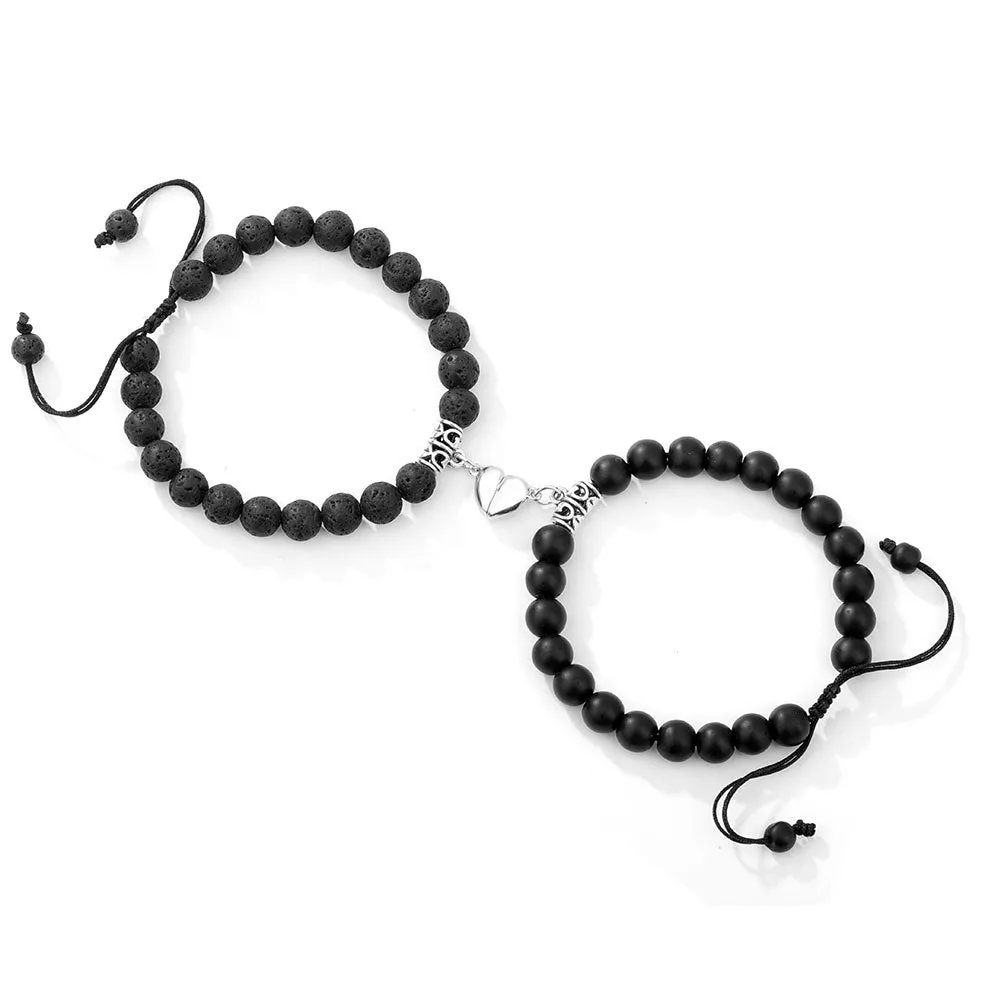 Natural Stone Couple Bracelet Crystal Set (2 pieces)