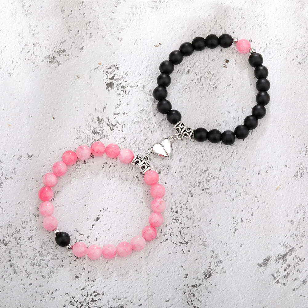 Natural Stone Couple Bracelet Crystal Set (2 pieces)