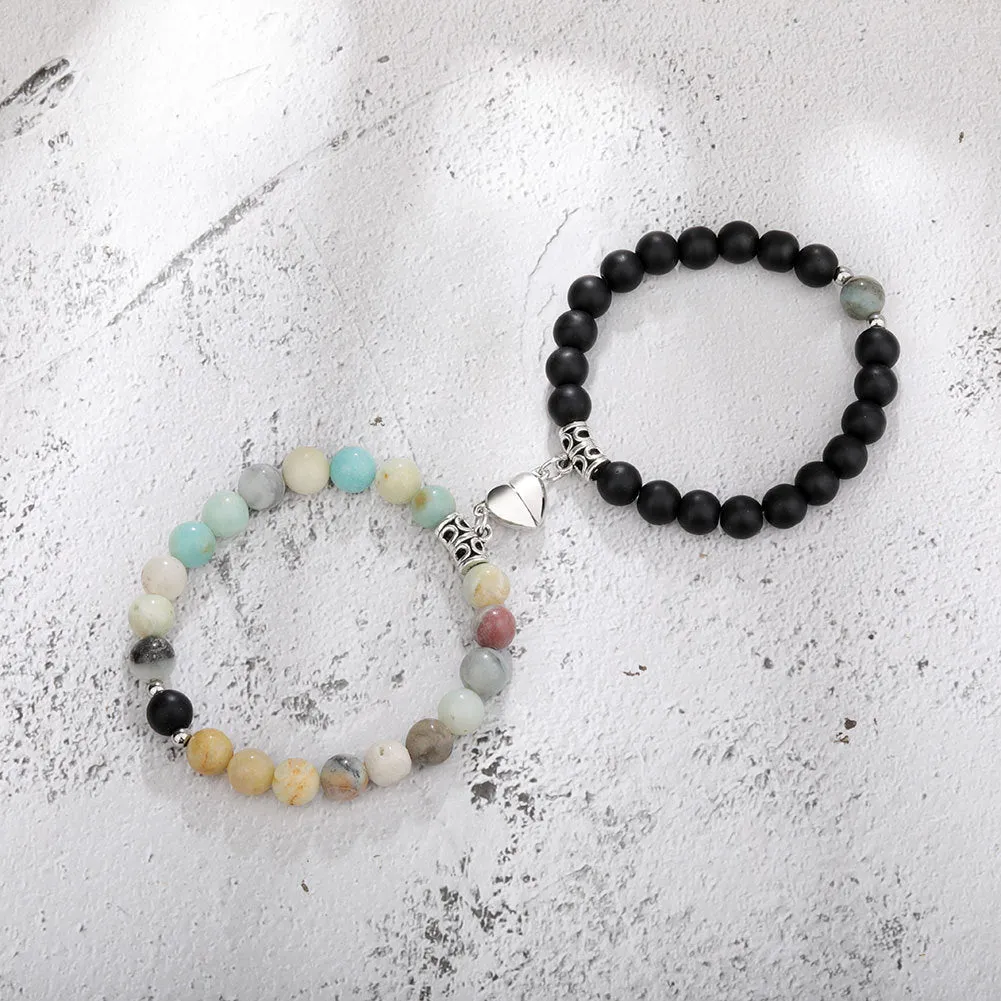 Natural Stone Couple Bracelet Crystal Set (2 pieces)