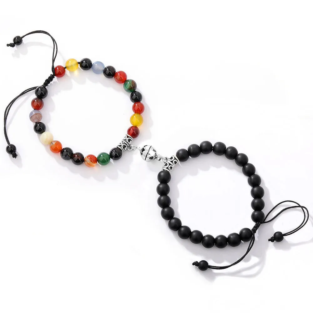 Natural Stone Couple Bracelet Crystal Set (2 pieces)