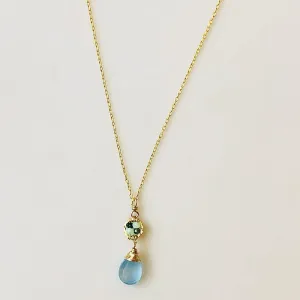 Necklace 5067 Australian Sapphire Green Opal and Aqua Chalcedony by Michelle Pressler Jewelry