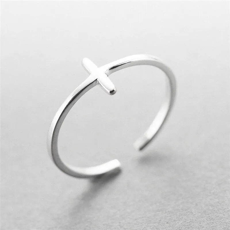 New 925 Sterling Silver simple leaf/cross ring female small fresh leaf