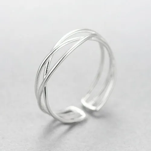New 925 Sterling Silver simple leaf/cross ring female small fresh leaf