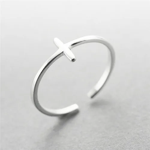 New 925 Sterling Silver simple leaf/cross ring female small fresh leaf