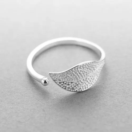 New 925 Sterling Silver simple leaf/cross ring female small fresh leaf