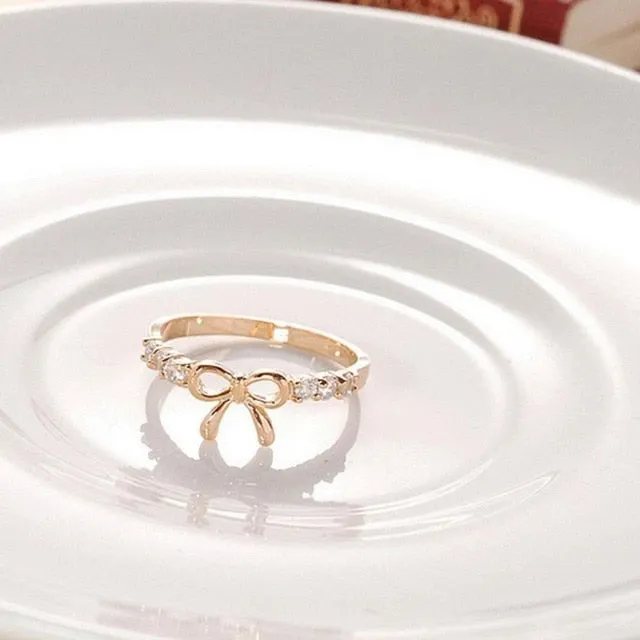 New Arrival Flawless Rings Jewelry Simple Crystal Bow Ring Beautiful Butterfly Shape Jewelries Accessories Exquisite Rings