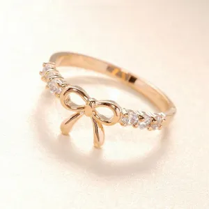 New Arrival Flawless Rings Jewelry Simple Crystal Bow Ring Beautiful Butterfly Shape Jewelries Accessories Exquisite Rings