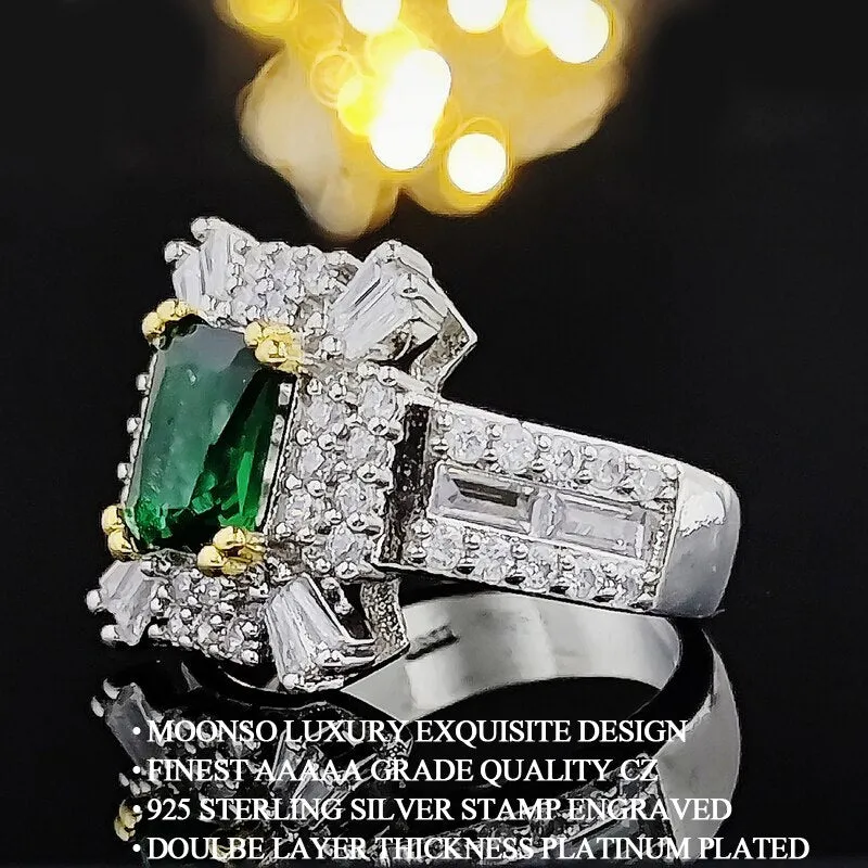 New Arrival Luxury Green Color Princess Cut Marvelous AAA  Quality CZ Diamonds Ring