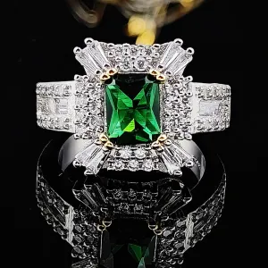 New Arrival Luxury Green Color Princess Cut Marvelous AAA  Quality CZ Diamonds Ring