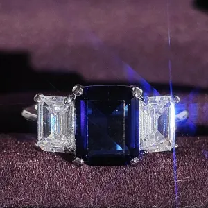 NEW ARRIVAL New Luxury Blue Color Rectangle AAA  Quality CZ Diamonds Fashion Rings