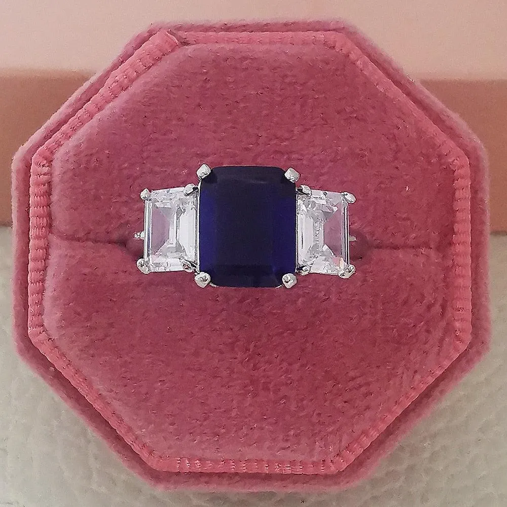 NEW ARRIVAL New Luxury Blue Color Rectangle AAA  Quality CZ Diamonds Fashion Rings