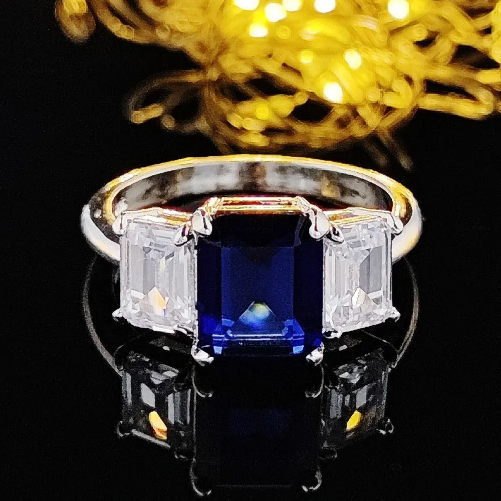 NEW ARRIVAL New Luxury Blue Color Rectangle AAA  Quality CZ Diamonds Fashion Rings